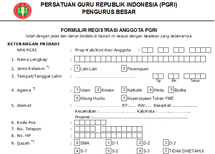Pendaftaran PGRI Sirimau - Persatuan Guru Republik Indonesia Cabang Sirimau
